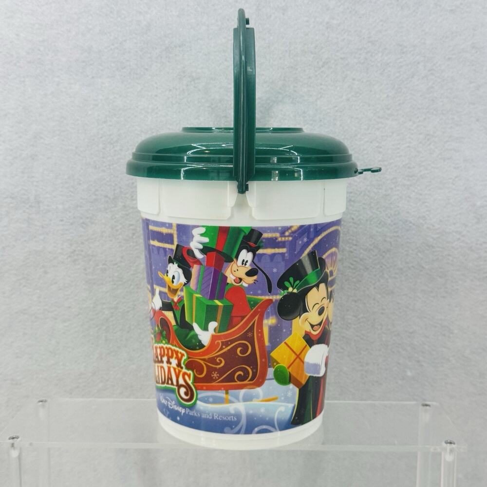 EUC Walt Disney World Parks Happy Holidays Christmas Popcorn Bucket with Lid